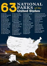 National Park Checklist Poster Hiking Outdoors Camping Zion Yellowstone 2023 NPS