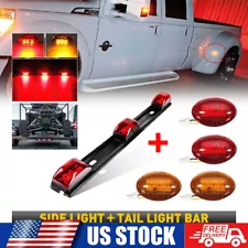 For 99-10 Ford F350 5pcs Red&Amber LED Dually Bed Fender Lights +ID Tail Light