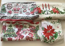 4 VINTAGE CHRISTMAS TABLECLOTHS FOR CRAFTS / CUTTERS