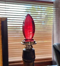 VINTAGE RARE HEAVY GLASS RUBY RED WINE BOTTLE- STOPPER NO CHIPS OR CRACKS