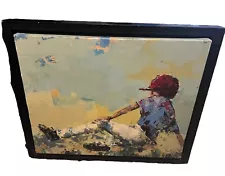 Rebecca Kinkead Framed Print on Canvas Slide 21.5” x 18.5 “ Baseball Boy Sports