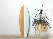 Surfboard wall art decor with waves vintage