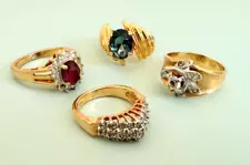 Lot of 4 18K HGE Gold Plated Rings Sizes 5.5 - 8.5 Vintage WEEKEND SALE