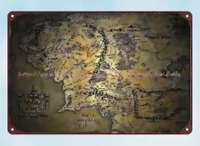 Map of Middle Earth metal tin sign vintage reproductions for sale