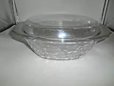 Nice Clear Princess House Fantasia Oval 3 Qt. Covered Casserole with Decal Lid