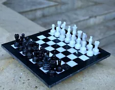 Staunton Marble Chess Set Handmade Black & White Chess Men Weighted 12 x 12 inch