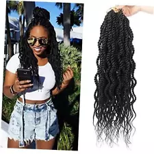 (6Packs)18Inch Wavy Senegalese Twist Crochet Hair 18 Inch (Pack of 6) #1B