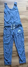 Nike Jumpsuit Womens Medium Heather Blue Jogger Crossback Straps Athleisure