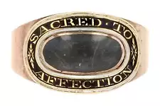 Victorian Hair & Enamel "Sacred to Affection" Mourning Ring