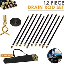 12 Piece Drain Rod Set 9m Plumbing Cleaning Unblock Drainage Worm Screw Plunger