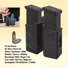 Universal OWB Double Magazine Pouch Case Holder w/Belt Clip For 9mm/10mm/40 Mags