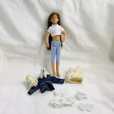 Only Hearts Club Brunette Pose-able Doll 2 Furry Friends Dogs Extra Clothes Hole