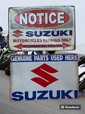 Suzuki Motorcycles Tin Metal Signs Vintage Retro Rustic Style Man Cave Garage *2