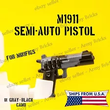 M1911 Semi Auto For Minifigs • CUSTOM TOY Bricks • Gray Black Camo