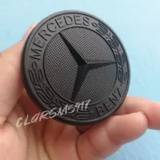 1 Pc 57mm Front Hood Emblem Matte Black For Mercedes Benz Front Mount Hood Logo (For: Mercedes-Benz)