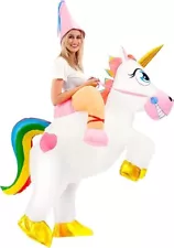 Inflatable Costume, Riding a Unicorn Air Blow-up Deluxe Halloween Costume Adult