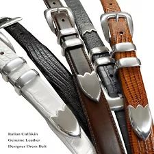 Men's Belts Italian Calfskin Genuine Leather Designer Golf Dress Belt