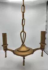 Antique Double Light Brass Hanging Chandelier Beautiful Design 2 Lights