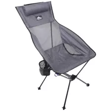 Cascade Mountain Tech Ultralight Packable High-Back Camping Outdoor Chair - Gray