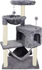 Newest Cat Tree with Cat Condo and Big Hammock, Grey