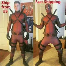 Adults/Kids Deadpool Cosplay Costume 5PCS Jumpsuit Bodysuits with Accessories