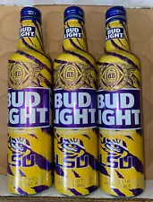 (3) Bud Light alum bottles Empty with caps- LSU 2022 -Qty 3