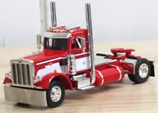 DCP red white Seminole stripe Peterbilt 359 daycab single axle tractor 1/64...