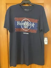 Hard Rock Cafe VIENTIANE Navy Blue T-Shirt Size Large NWT Red Short Sleeve