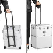 Rolling Makeup Case Professional Lockable Makeup Case Beauty Trolley Mirror Used