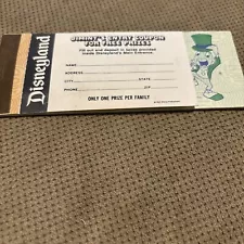 Vintage Disneyland Jiminy Cricket Child/Junior Ticket Book 12 Attraction Tickets