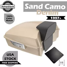 Sand Camo Denim Chopped Tour Pack Pak Trunk For Harley Touring Street Road King