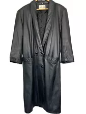 Vtg Pelle Club Men’s M Full Length Distressed Leather Coat RN#61183