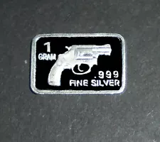 Gun Pistol Revolver Target Silver Gram Bullion Birthday Gift Card Cal 22 38 9 44