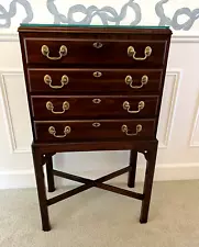 Beautiful Ethan Allen Georgian Court Silverware Chest of Drawers on Stand w/Key