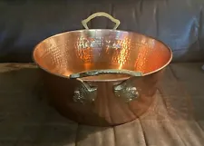 Hammered Copper 10” Diameter Pot Bowl Dble Ornate Handles