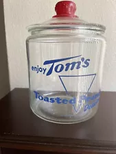 Antique Glass Tom's Peanut Jar with Glass Lid