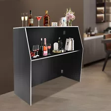 66-110lbs/30-50kg 2-Tier Foldable Bar Portable Bar Cabinet Rectangular Event Bar