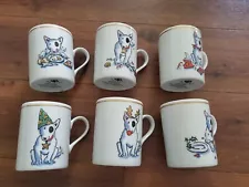 6 Mugs Trouble for Williams-Sonoma Bull Terrier Dog