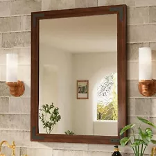 TETOTE 24 x 36 Wood Framed Bathroom Vanity Mirror for Over Sink, Rustic Natur...