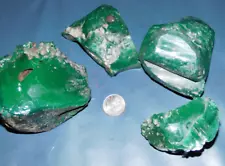 2.79lbs 4pcs Green Opaque Antique Recycled Slag Glass from Pittsburgh, PA