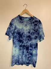 SALE! || Men's Blue Marble Tie-Dye 100% COTTON Blue Shirt - Size Large L