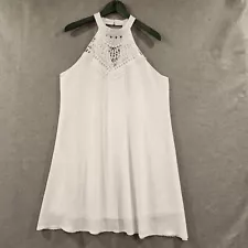 Sweetnight Halter Dress Women Size L Midi White Summer Beach Flowy Short Wedding