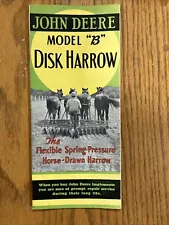 New Listing1938 John Deere Model B Disk Harrow Horse Drawn Brochure Pamphlet