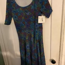 NWT LuLaRoe Nicole Fit & Flare Dress Multi Colored L