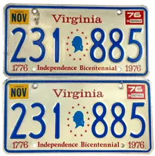 Virginia 1976 Old License Plate Vtg Car Set Man Cave Garage Auto Decor Collector