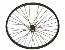 26 X 1.75 ALLOY FRONT WHEEL 36 SPOKE 12GBLACK 3/8 AXLE SINGLE WALL BLACK.