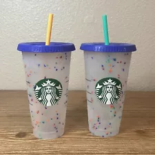 Starbucks Summer 2020 CONFETTI Color Changing Reusable Cold Cups Rainbow