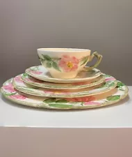 FRANCISCAN Desert Rose 5 Piece Place Setting For 1 Old Backstamp 1940’s Vintage