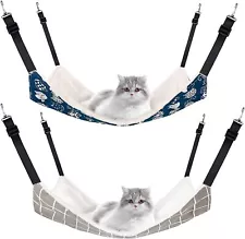 2Pack Cat Hanging Hammock Reversible Soft Breathable Small Pet Cage Swing Bed