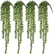 4Pcs Artificial Succulents Hanging Plants Fake String of Pearls for Wall Home